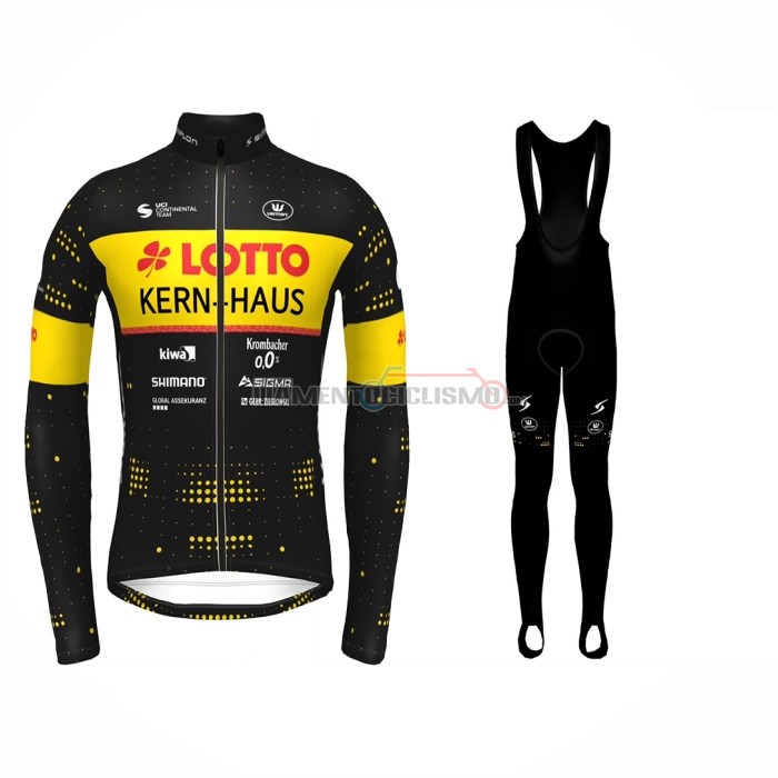 Abbigliamento Ciclismo Lotto Soudal Manica Lunga 2022 Giallo Nero